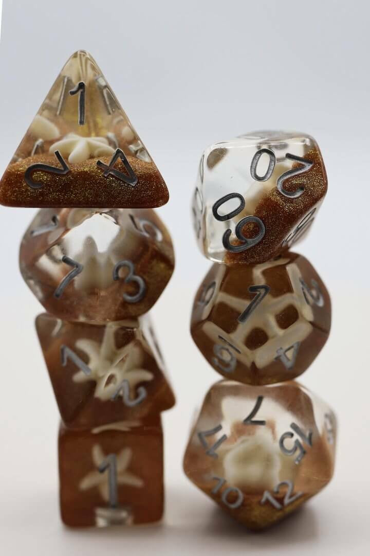 Foam Brain Games Starfish and Gold Sand RPG Dice Set